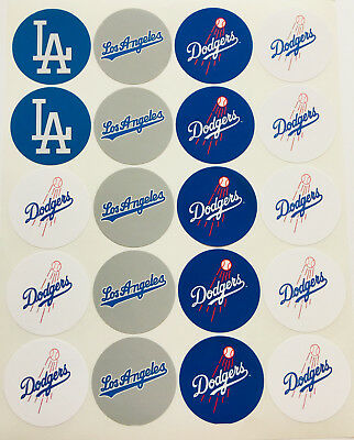 Set Of 40- 2" Los Angeles Dodgers Adhesive Stickers.baseball Birthday Parties