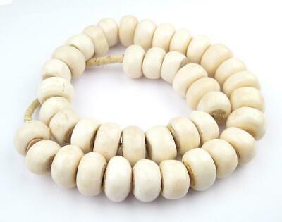 White Bone Beads Large 26mm Kenya African Round Large Hole 26 Inch Strand