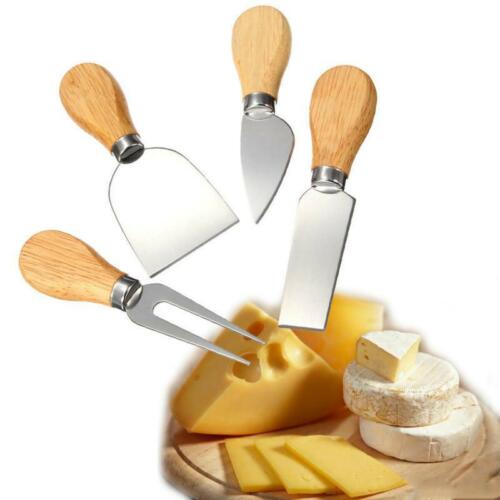 Cheese  W/ Wooden Handles Stainless Steel Butter  Fork Set 4pcs Q