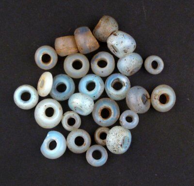 Antique Dutch Moon Bead From Ethiopia 12mm African White Round Glass Large Hole