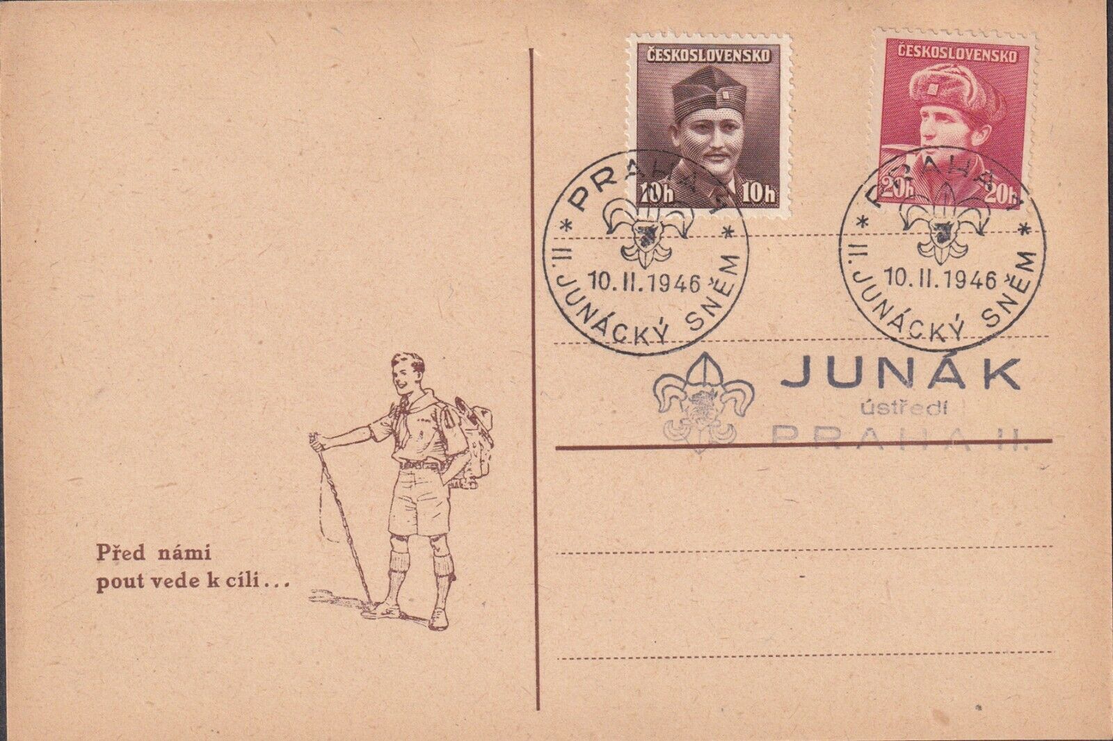 1947 Čsr Scout Junak Parliament Spec Pmk Pictorial Card