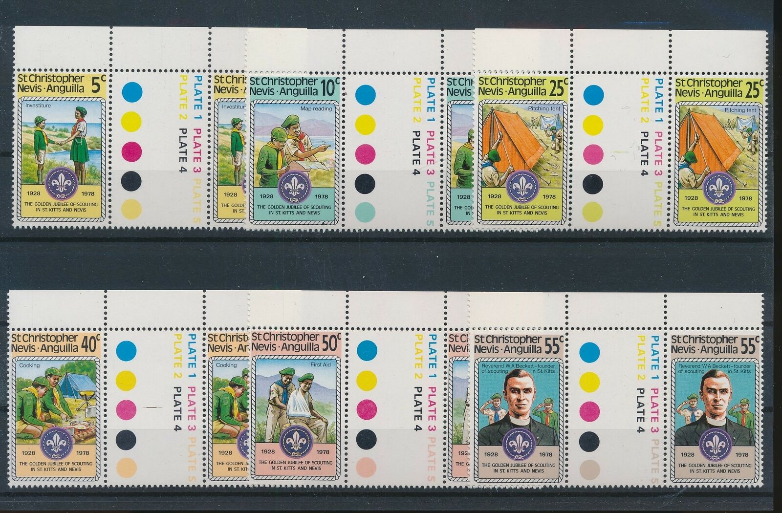 Lo25882 St Christopher Anniversary Scouting Gutter Pairs Mnh